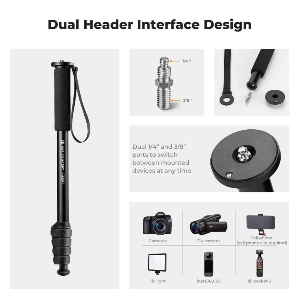 K&F MS16 Camera Monopod (160cm)