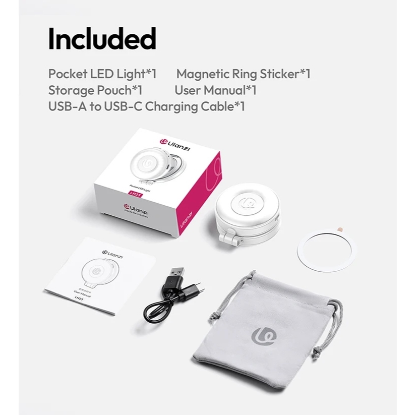 Ulanzi LM23 Mobile Phone Magnetic Pocket LED Light (Black L238 / White M094)