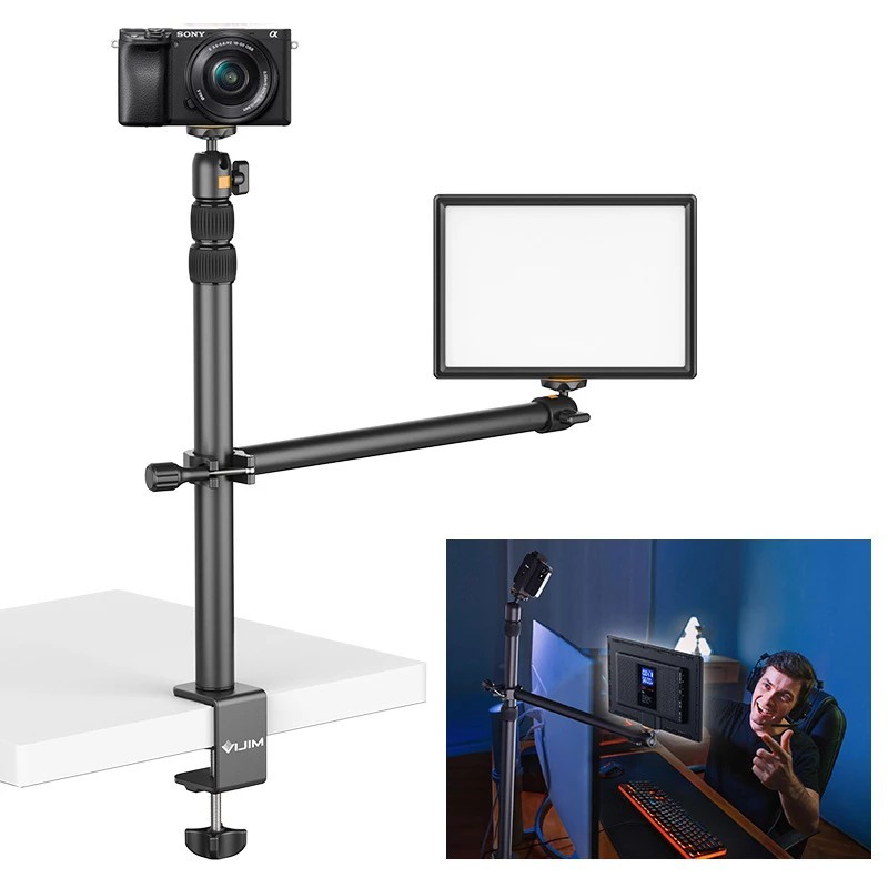 Ulanzi VIJIM LS02 Extendable Desktop Stand with Horizontal Arm Ball Head (LS-02 For LED Video Light Camera & Smartphone)