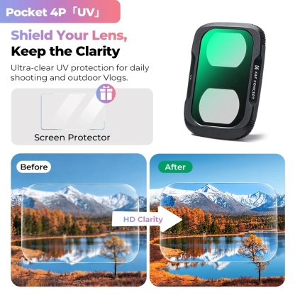 K&F UV / CPL / Black Mist / ND2-32 / ND32-512 / Anti-Light Pollution / Wide Angle Filter (For Dji Pocket 4P)