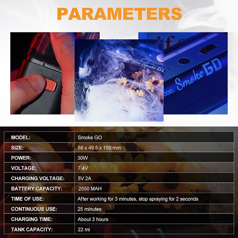 LENSGO 30W HANDHELD FOG MACHINE - Smoke Go (Dry Ice Effects for Photography, Videography, Filming)