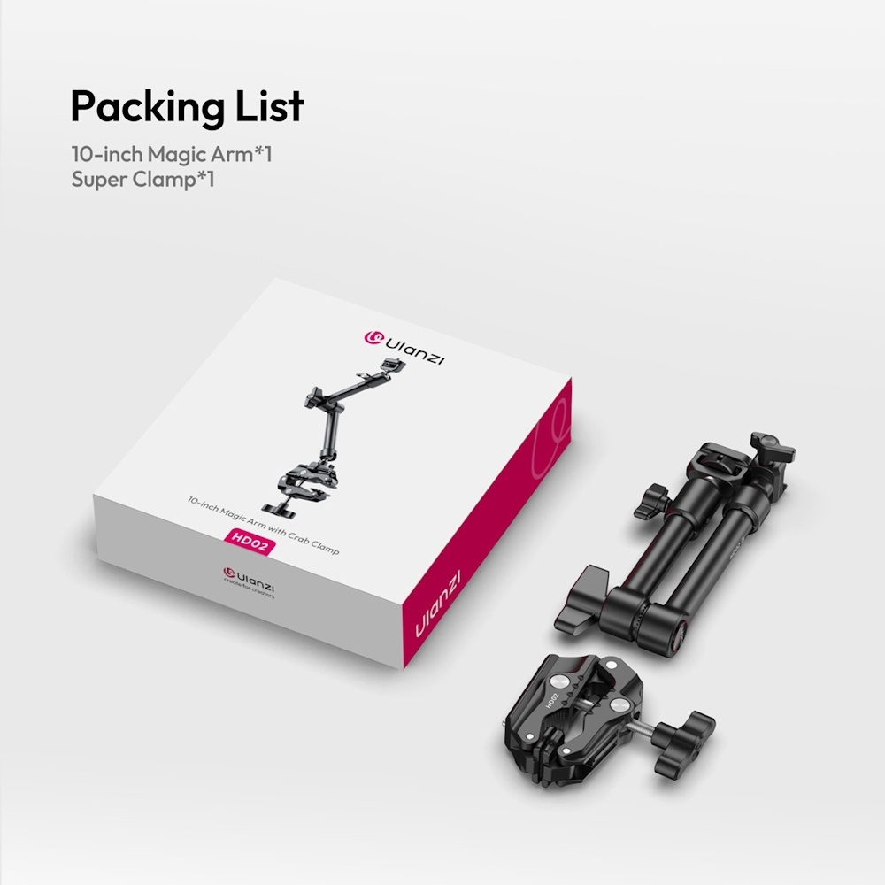 Ulanzi HD02 10 inch Magic Arm Kit with Crab Clamp (T098 / T099)