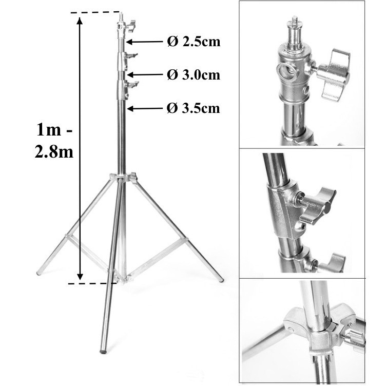 HoliCRAFT 2.8m Light Stand Stainless Steel (Heavy Duty)