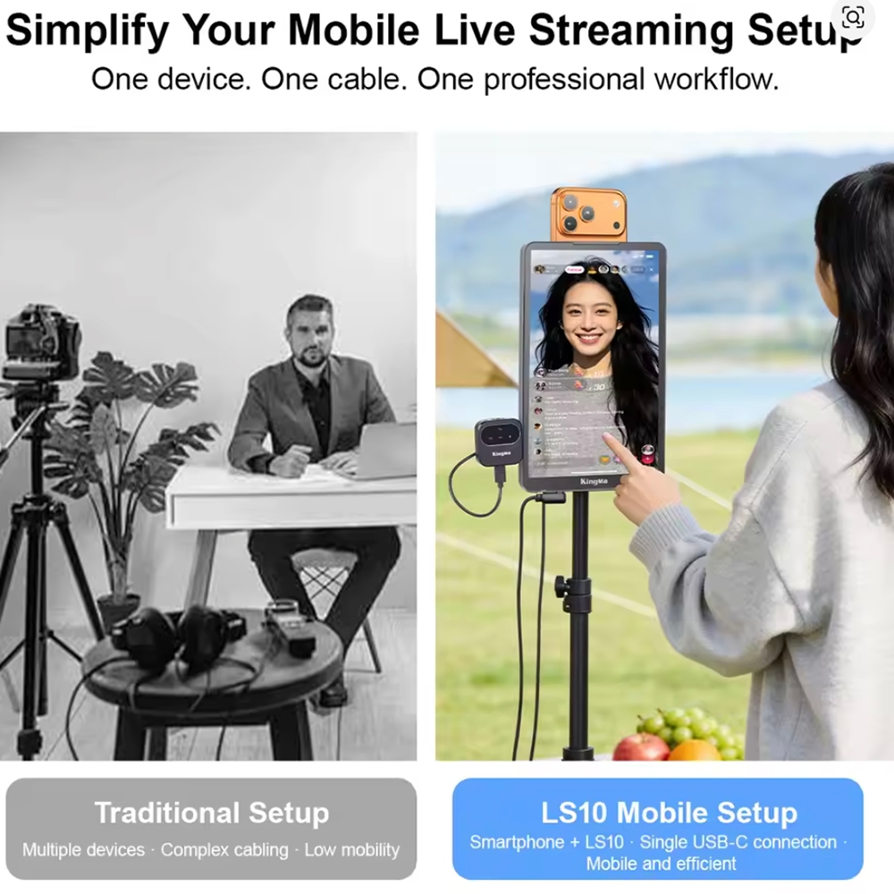 KingMa LS10 10.1” Touchscreen Live Stream Selfie Monitor (USB-C Touch Screen Monitor For Smartphone)