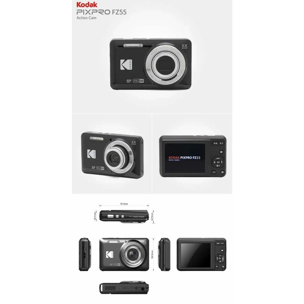 Kodak Pixpro FZ55 Friendly Zoom Compact Digital Camera (Black / Blue / Red / Silver)