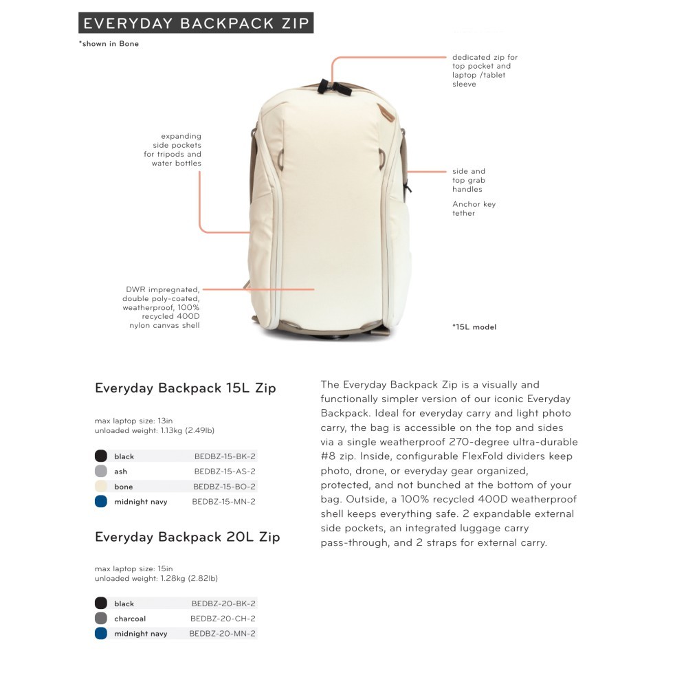 Peak Design Everyday Backpack Zip 15L V2