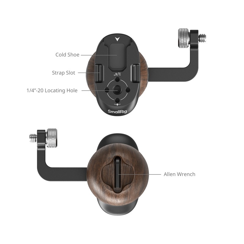 SmallRig Wooden Side Handle with 1/4"-20 Screws (5237)