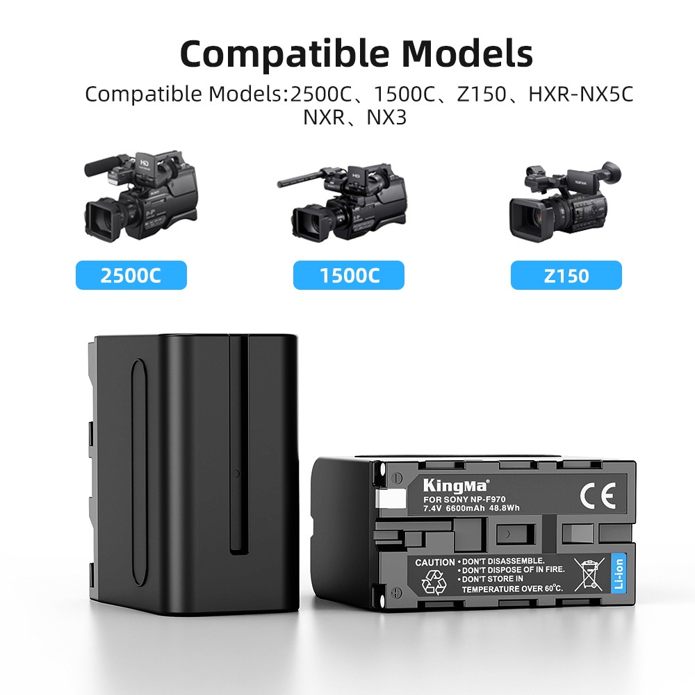KingMa NP-F970 Battery (2 pcs) + Dual Slot USB PD3.0 Fast Charger Kit (For Sony)