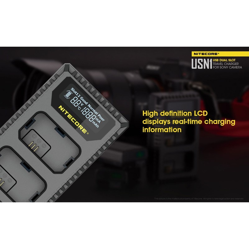 Nitecore USN1 Dual-Slot USB Travel Charger (For Sony NP-FW50)