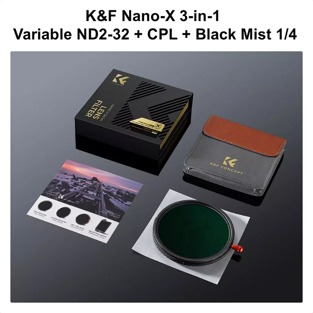 K&F Nano-X / Nano-C 3-in-1 Variable ND2-32 + CPL + Black Pro Mist 1/4 Diffusion Lens Filter