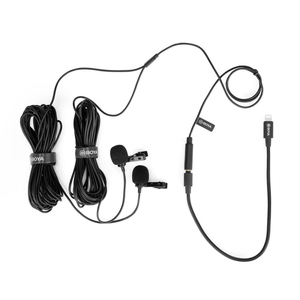 BOYA BY-M2D Dual Lapel Lavalier Microphone (For iP)