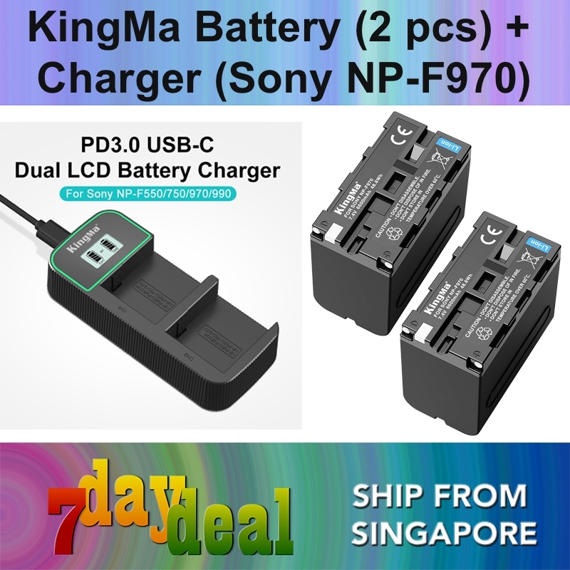 KingMa NP-F970 Battery (2 pcs) + Dual Slot USB PD3.0 Fast Charger Kit (For Sony)
