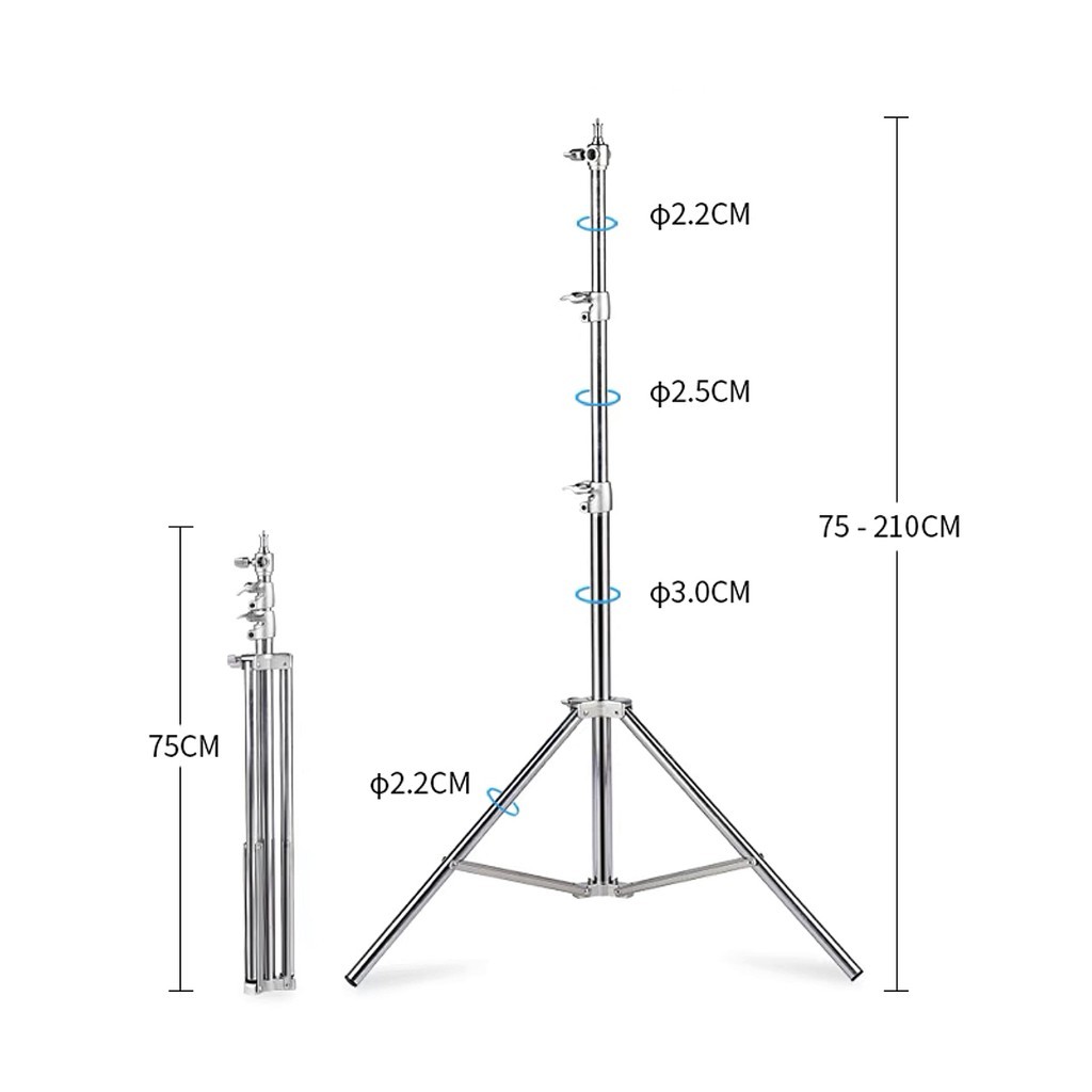 HoliCRAFT 2.1m Light Stand (Stainless Steel - Heavy Duty)