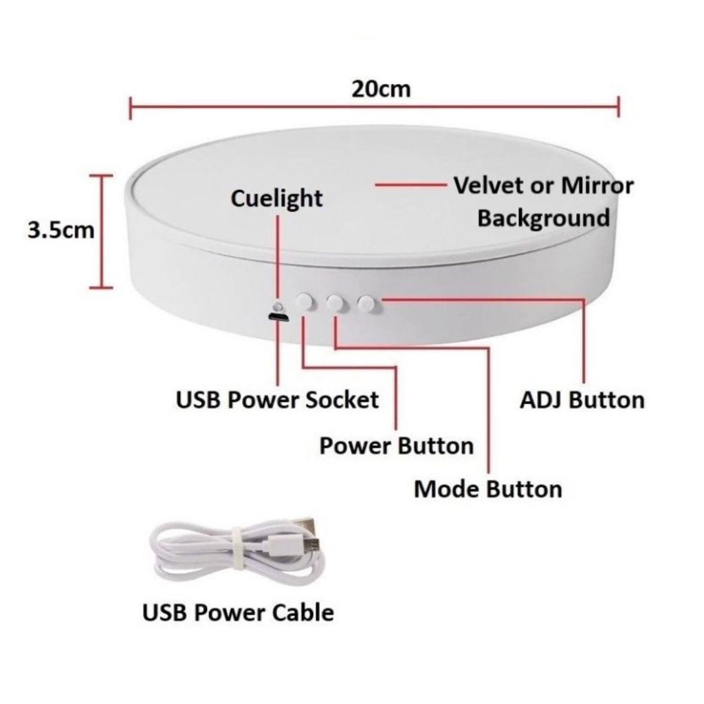 HoliCRAFT USB Turntable Display Stand (360 Degree Motorized Revolver Product or Cake Stand for Video or Photo Shoot)