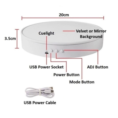 HoliCRAFT USB Turntable Display Stand (360 Degree Motorized Revolver Product or Cake Stand for Video or Photo Shoot)