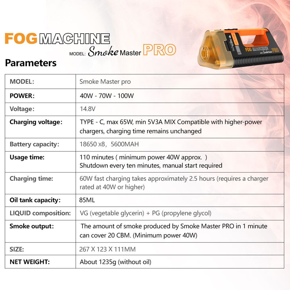 LENSGO Smoke Master PRO Portable Handheld Fog Machine (100W)