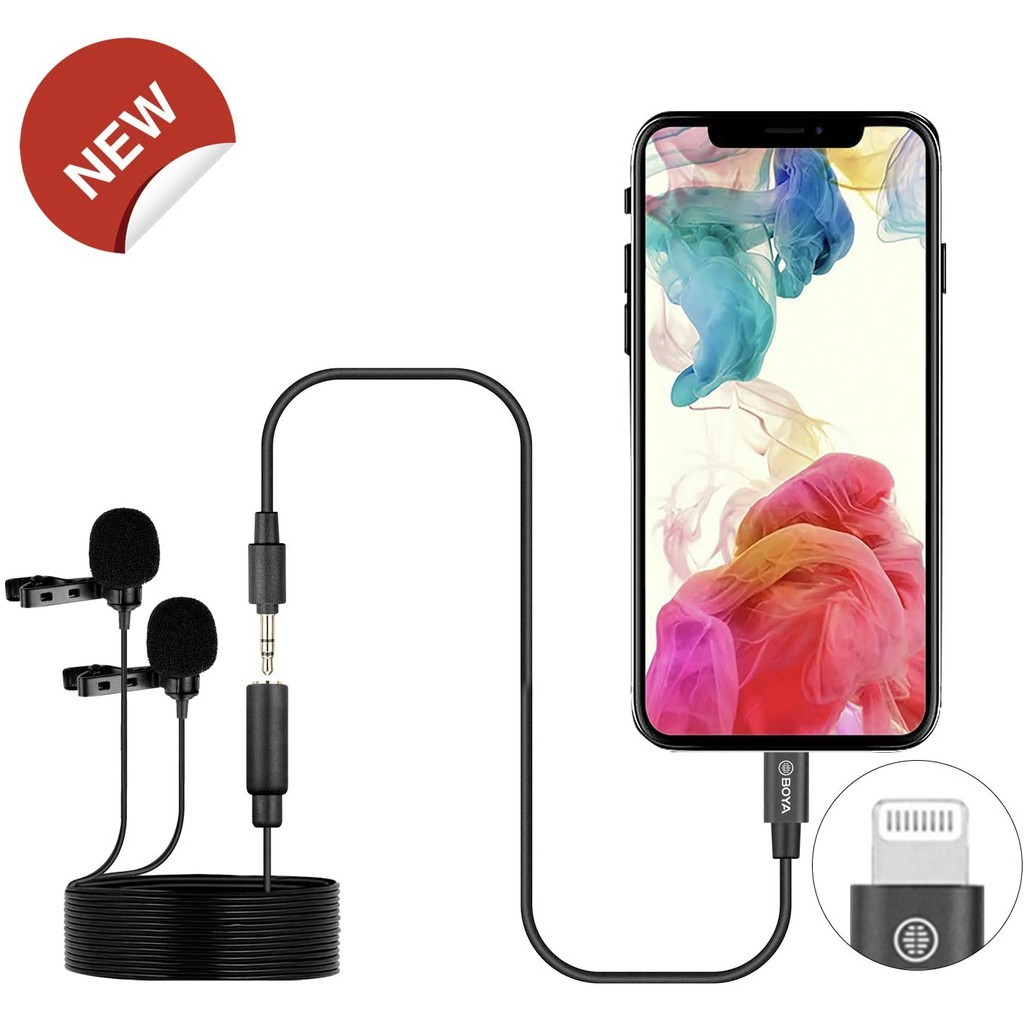 BOYA BY-M2D Dual Lapel Lavalier Microphone (For iP)