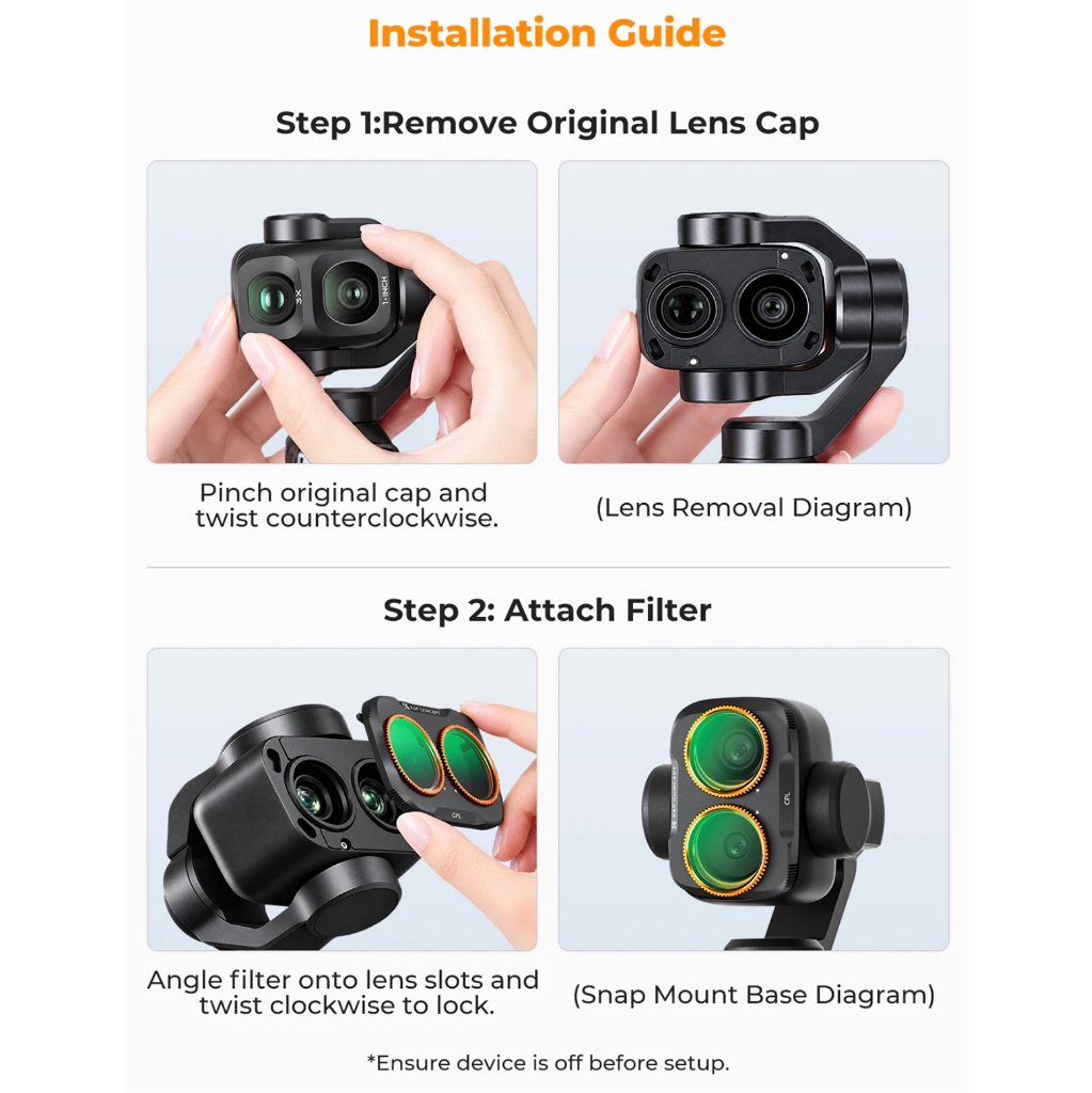 K&F UV / CPL / Black Mist / ND2-32 / ND32-512 / Anti-Light Pollution / Wide Angle Filter (For Dji Pocket 4P)