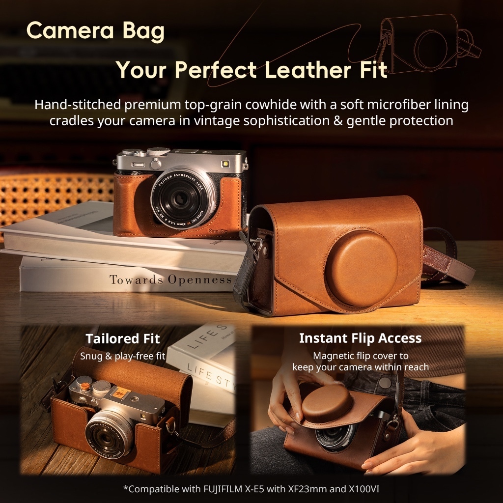 SmallRig Leather Storage Bag for Fujifilm X-E5 & X100VI (Black 5987 / Brown 5986)