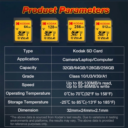 Kodak ULTRA 64GB / 128GB / 256GB SD XC UHS-I Class 10 U3 V30 A1 Memory Card (For DSLR / Mirrorless / Digital Camera)