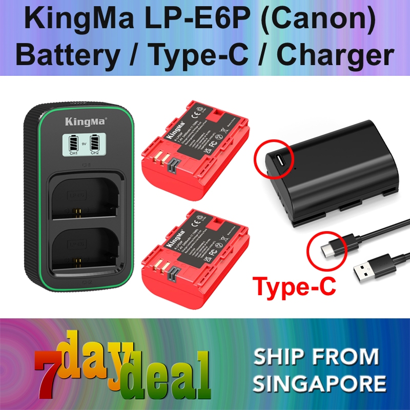 KingMa LP-E6P 2400mAh Battery / 2600mAh Battery with Type-C Port / Charger Kit (For Canon R5 / R5 II / R6 / R6 II / R7)
