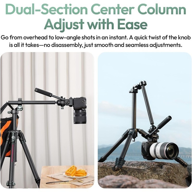 Ulanzi JJ06 GlideGo Overhead Carbon Fiber Video Travel Camera Tripod (T081)