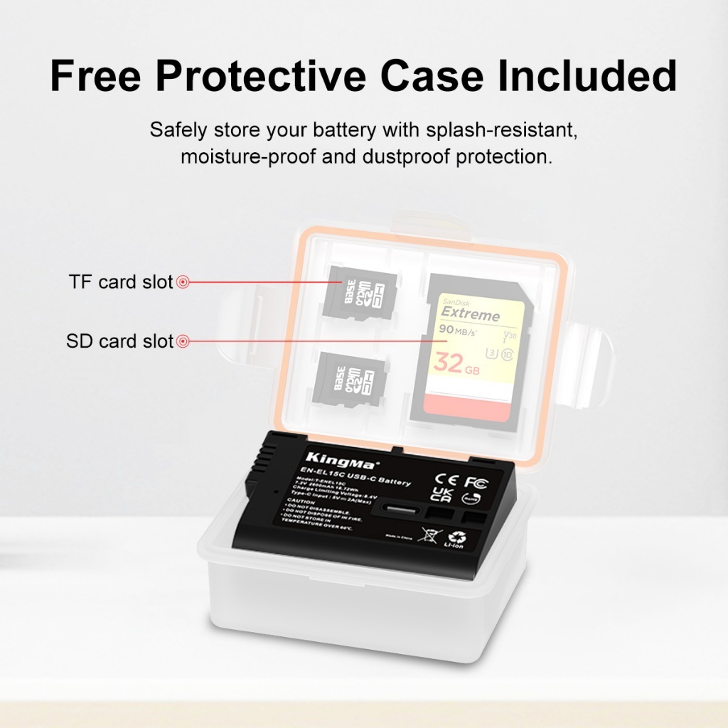 KingMa EN-EL15C Battery with Type-C Port (For Nikon Z5 / Z6 / Z6II / Z6III / Z7 / Z7II / Z8 / Zf etc)