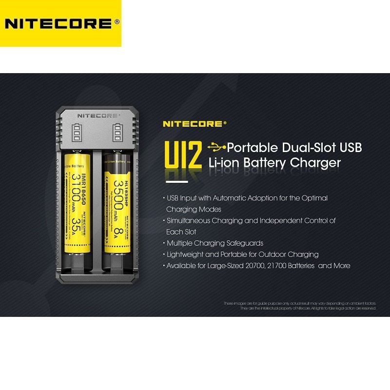 Nitecore UI2 Portable Dual Slot USB Li-Ion Battery Charger (Max Output