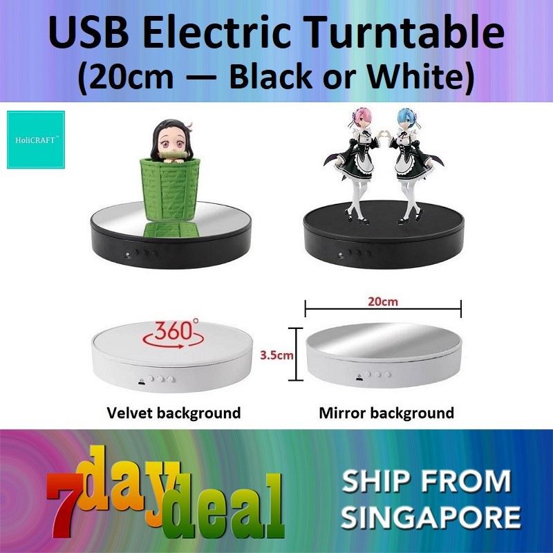 HoliCRAFT USB Turntable Display Stand (360 Degree Motorized Revolver Product or Cake Stand for Video or Photo Shoot)