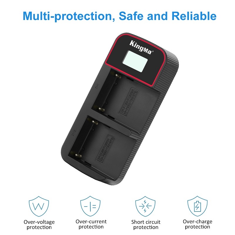 KingMa NP-F550 Battery (2 pcs) + Dual Slot USB LCD Charger Kit (For Sony)