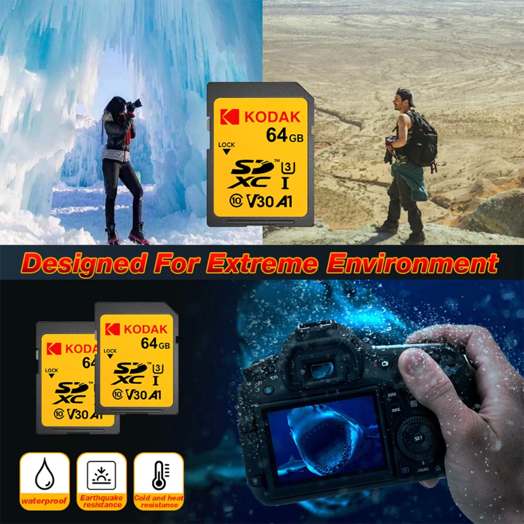 Kodak ULTRA 64GB / 128GB / 256GB SD XC UHS-I Class 10 U3 V30 A1 Memory Card (For DSLR / Mirrorless / Digital Camera)