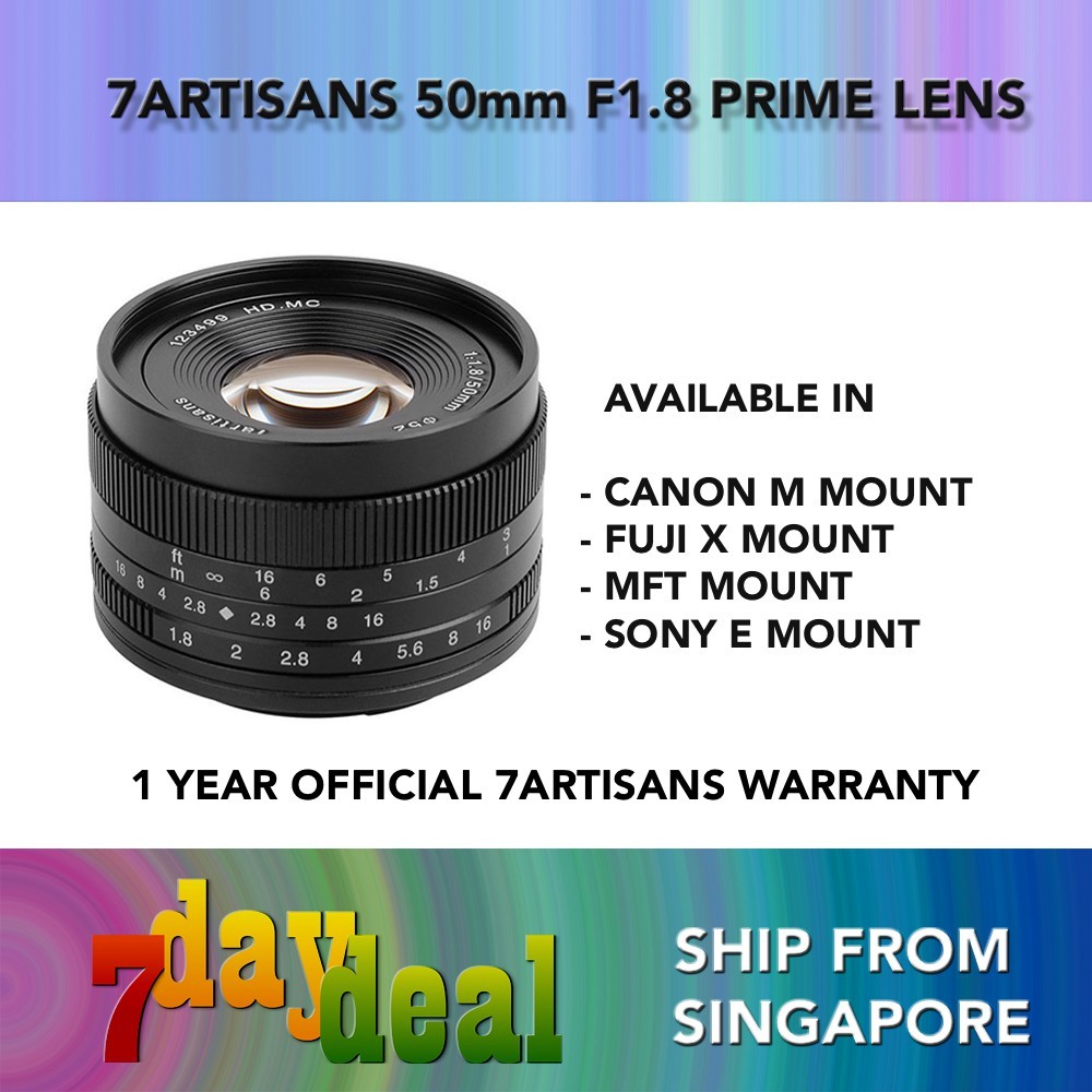 7Artisans 50mm F/1.8 APS-C Lens (E / EOS M / M43 / X Mount)