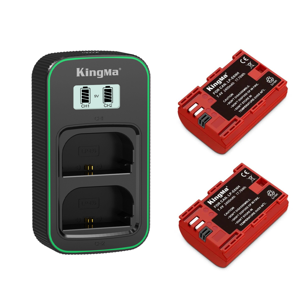 KingMa LP-E6NH 2400mAh Battery / 2600mAh Battery with Type-C Port / 2400mAh Battery Charger Kit (For Canon LP-E6, LP-E6N)