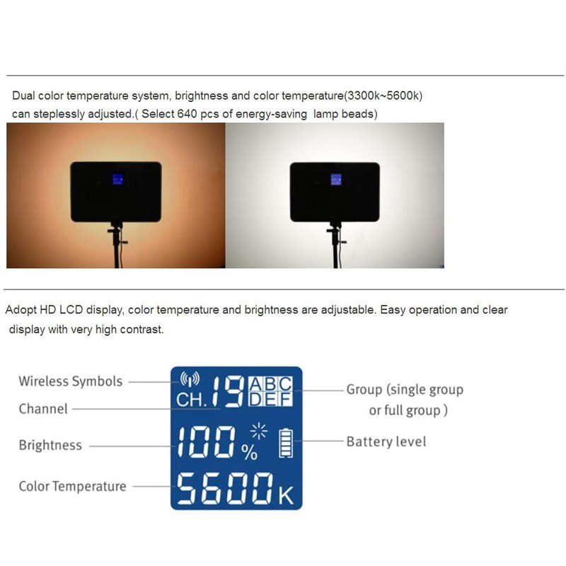 VILTROX VL-D640T (CRI>95 | 4800 Lumen | 3300K-5600K) Bi-Color Video LED Light