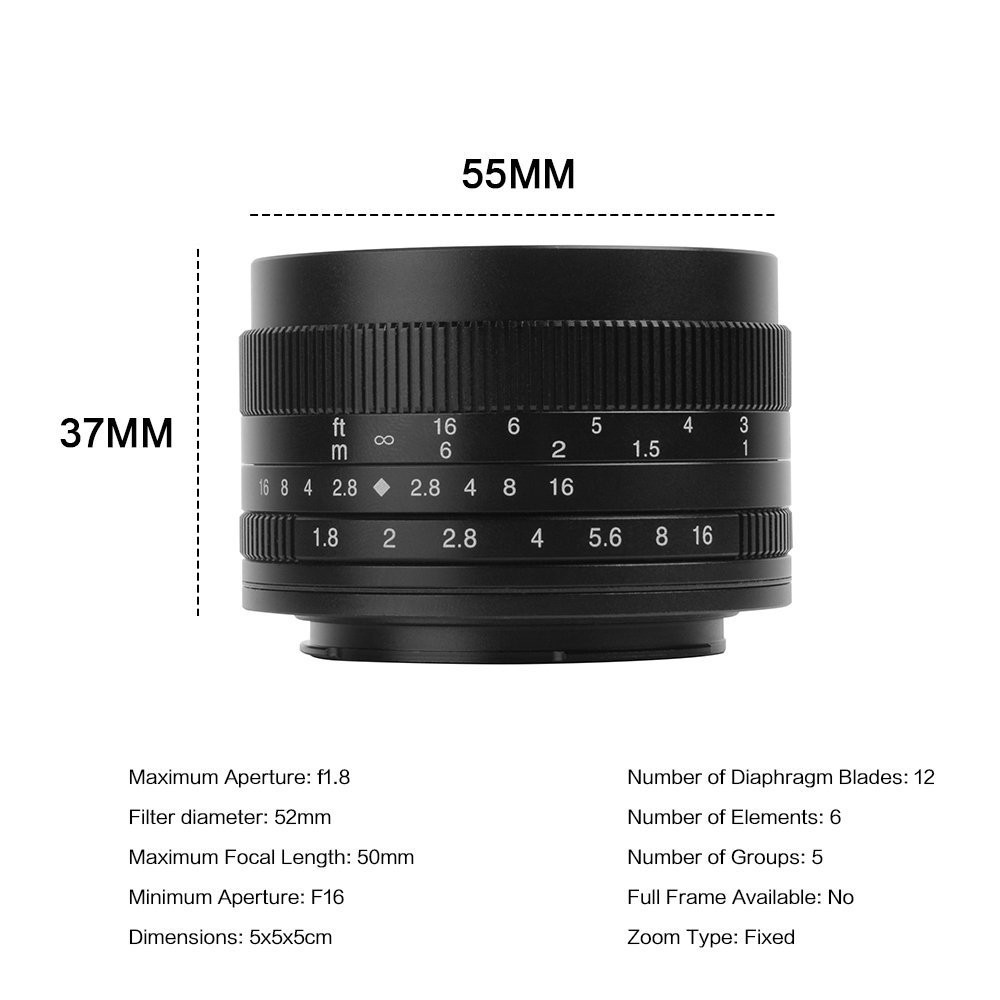 7Artisans 50mm F/1.8 APS-C Lens (E / EOS M / M43 / X Mount)