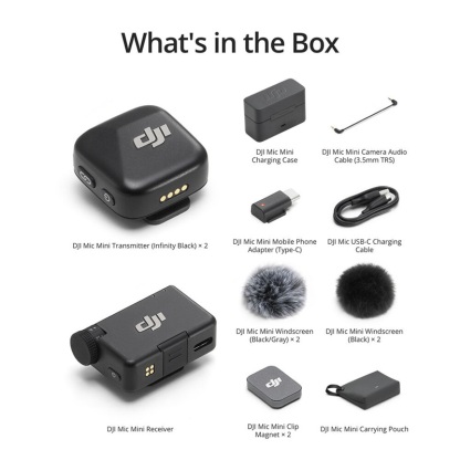 DJI Mic Mini Single / Dual 2-Person Compact Wireless Microphone System for Camera & Smartphone (2.4 GHz)