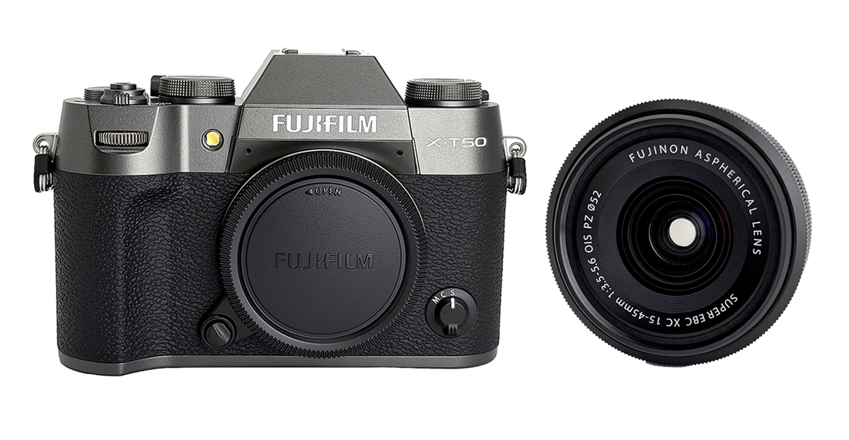 Fujifilm X-T50 (Black / Charcoal-Silver) + Fujifilm 15-45mm Lens