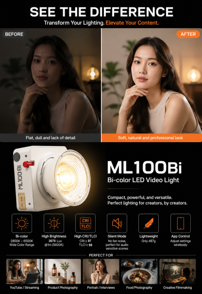 Godox ML100Bi Bi-Color Portable Video LED Light