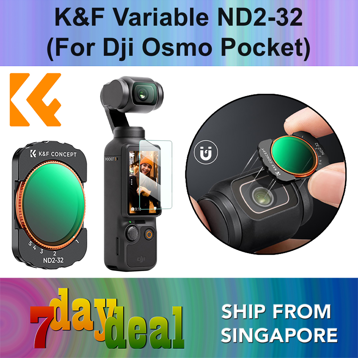 K&F Magnetic Variable ND2-32 Filter (For DJI Osmo Pocket 3 / Pocket 4)