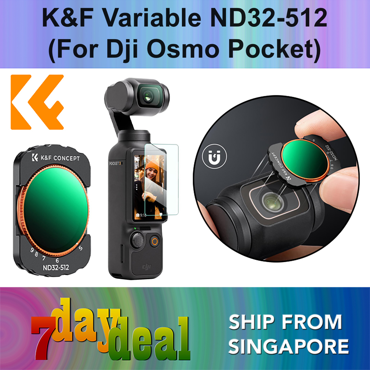 K&F Magnetic Variable ND32-512 Filter (For DJI Osmo Pocket 3 / Pocket 4)