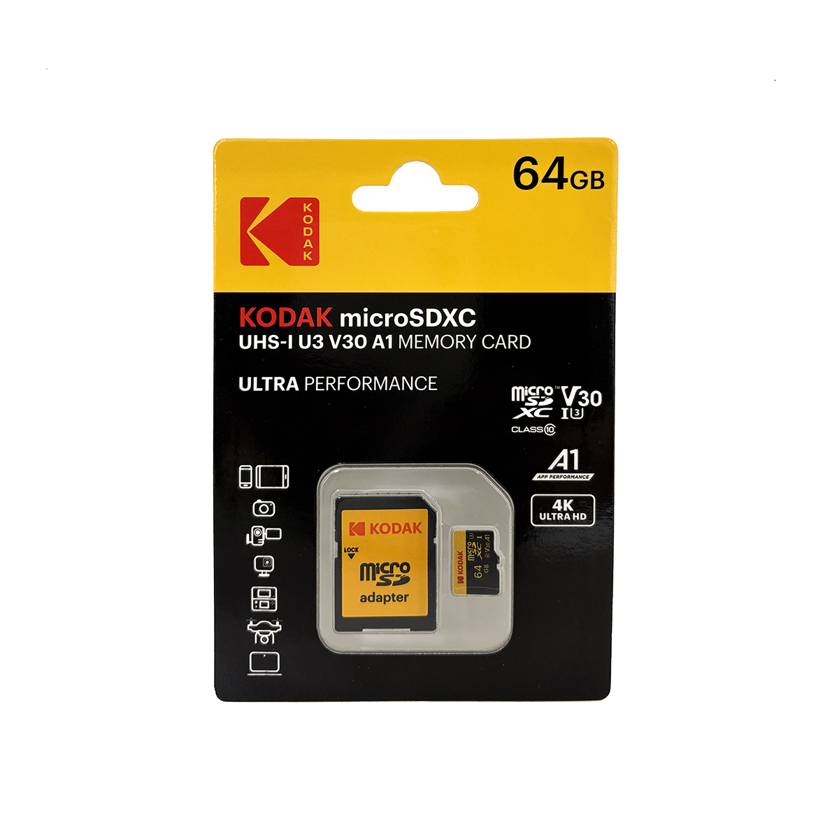 Kodak ULTRA 32GB / 64GB MicroSD XC UHS-I Class 10 U3 V30 Memory Card (For Camera / Drone / Dash Cam / Webcam / Phone / Tablet)