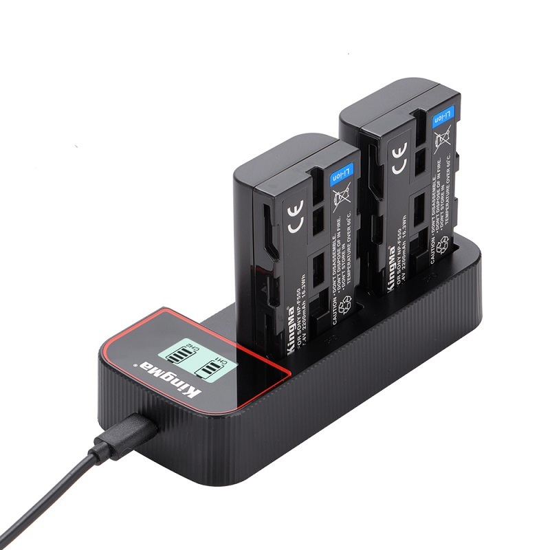KingMa NP-F970 / NP-F750 / NP-F550 Battery (2 pcs) + Dual Slot USB Charger Kit (For Sony)