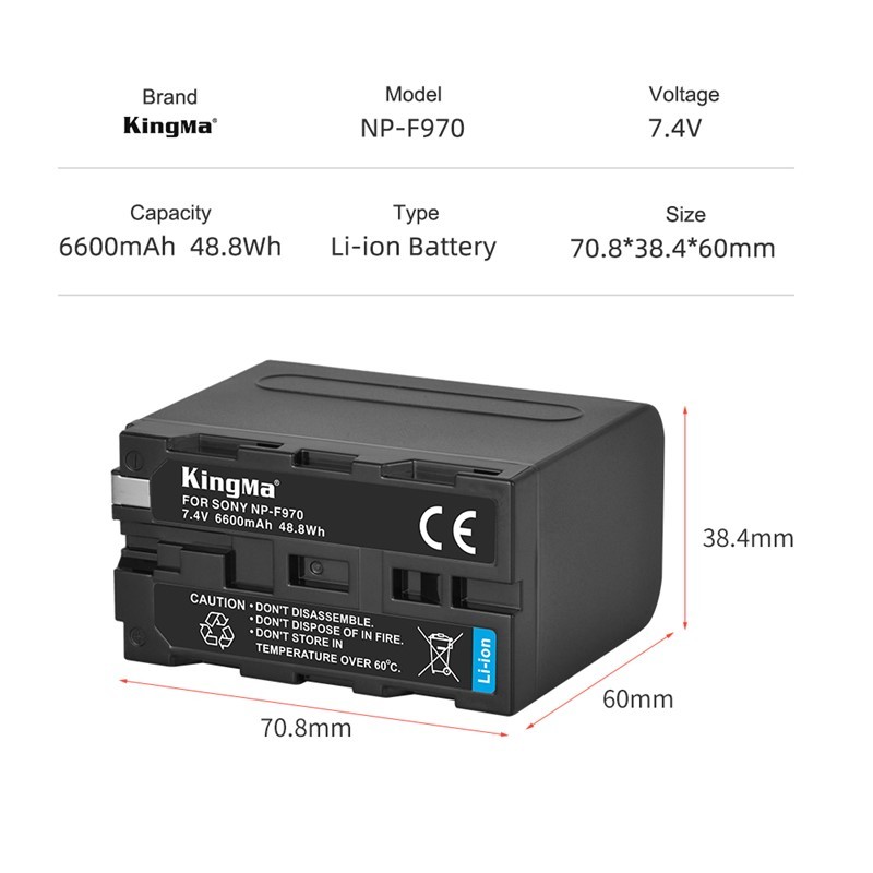 KingMa NP-F970 / NP-F750 / NP-F550 Battery (2 pcs) + Dual Slot USB Charger Kit (For Sony)