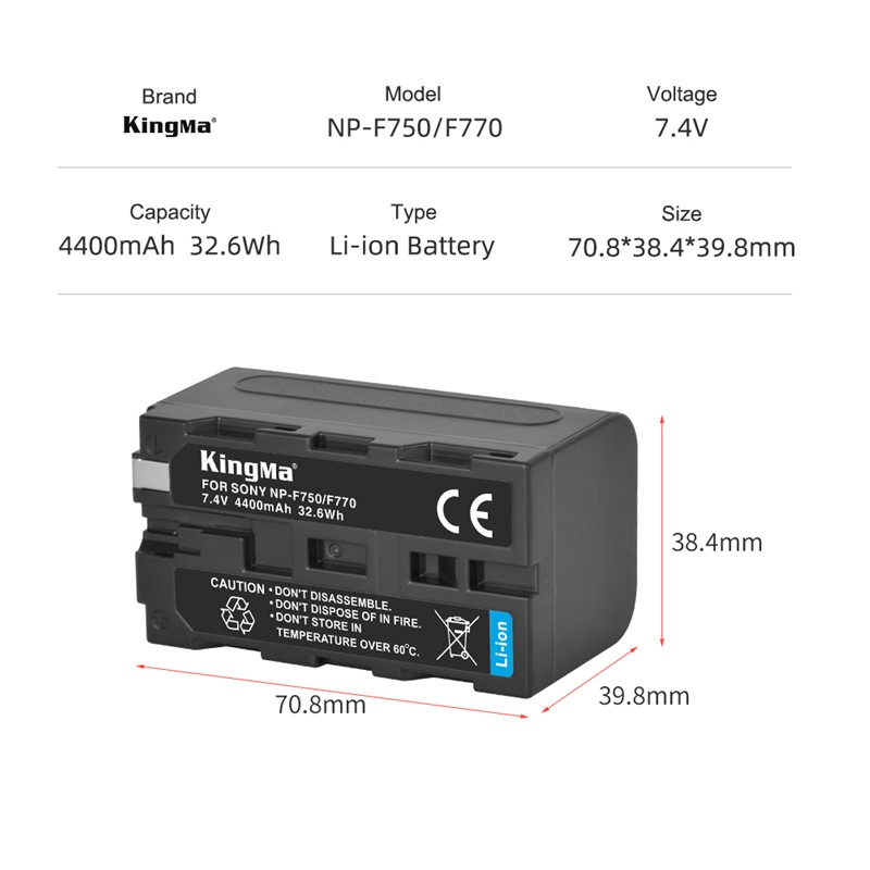 KingMa NP-F970 / NP-F750 / NP-F550 Battery (2 pcs) + Dual Slot USB Charger Kit (For Sony)