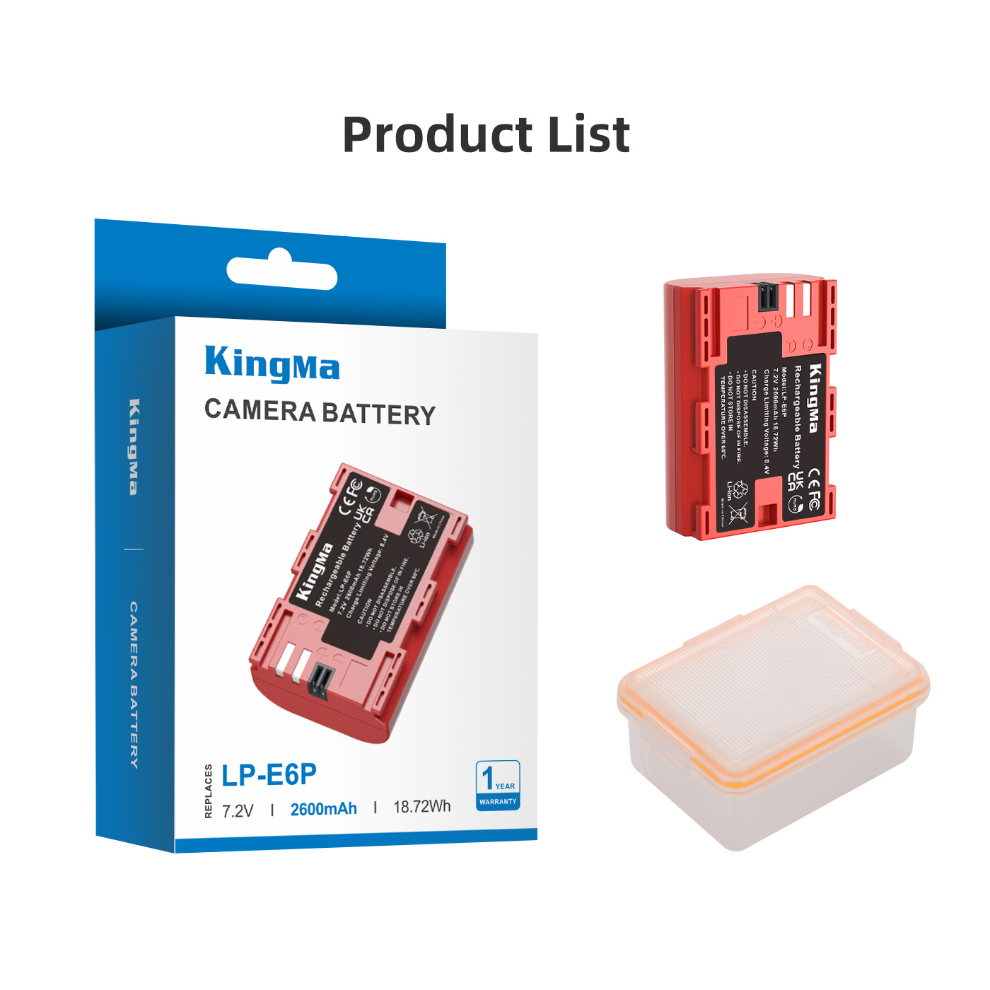 KingMa LP-E6P 2600mAh Battery / Battery with Type-C Port / 2400mAh Charger Kit (For Canon R5 / R5 II / R6 / R6 II / R7)