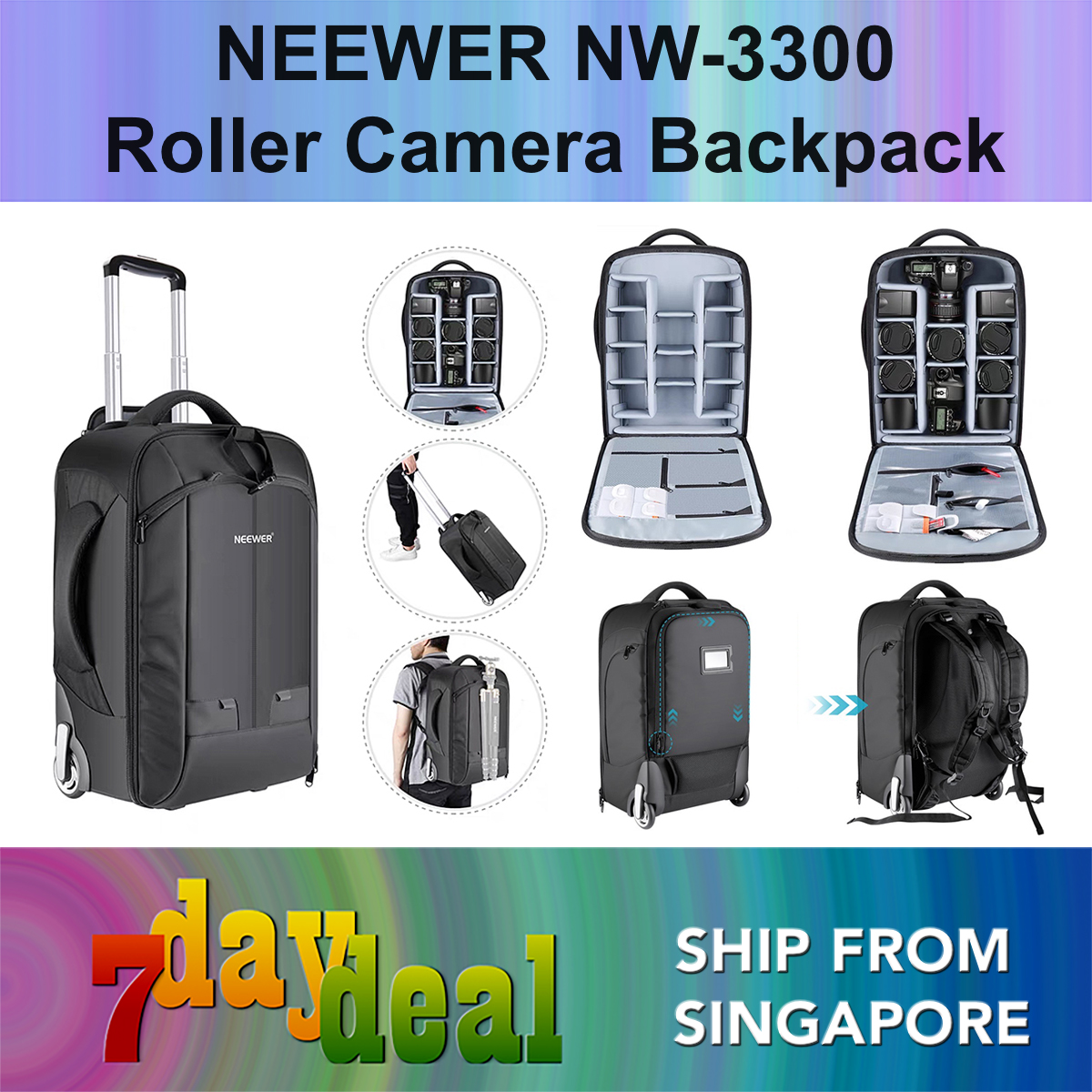 NEEWER NW-3300 Roller Backpack Camera Bag