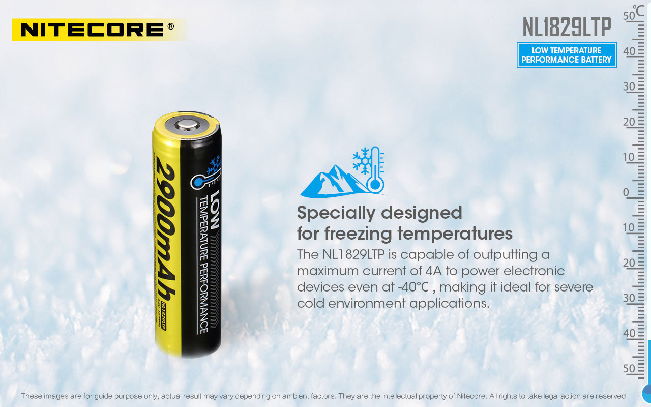 Nitecore NL1829LTP 2900mAh -40°C Low Temperature 18650 Rechargeable Battery
