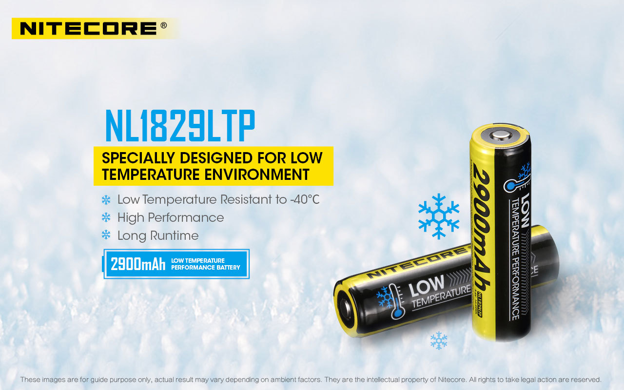 Nitecore NL1829LTP 2900mAh -40°C Low Temperature 18650 Rechargeable Battery