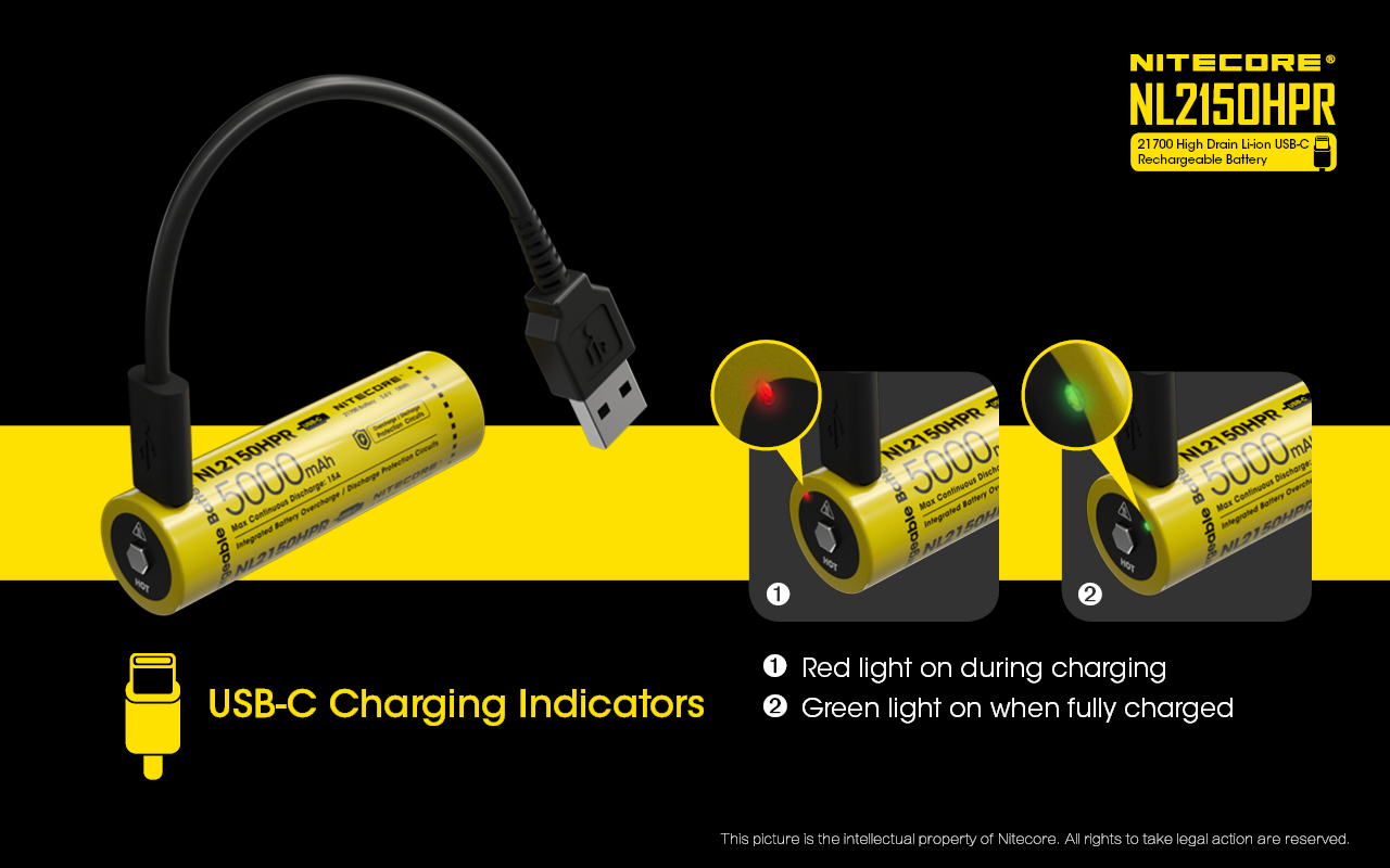 Nitecore NL2150HPR 5000mAh 21700 Rechargeable Battery