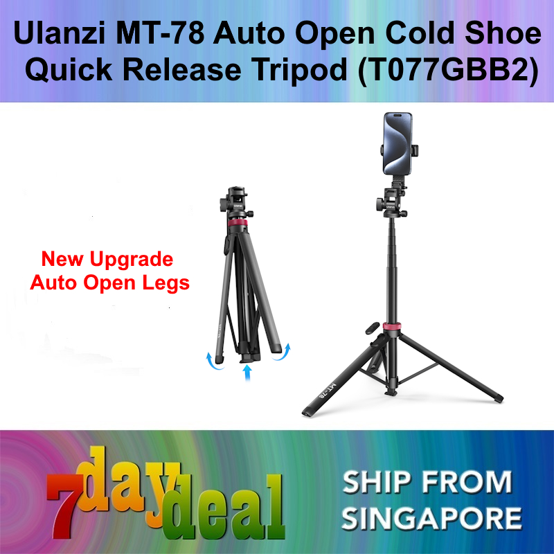 Ulanzi MT-78 Auto Open Tripod with Quick Release Cold Shoe Mount (T077GBB2)